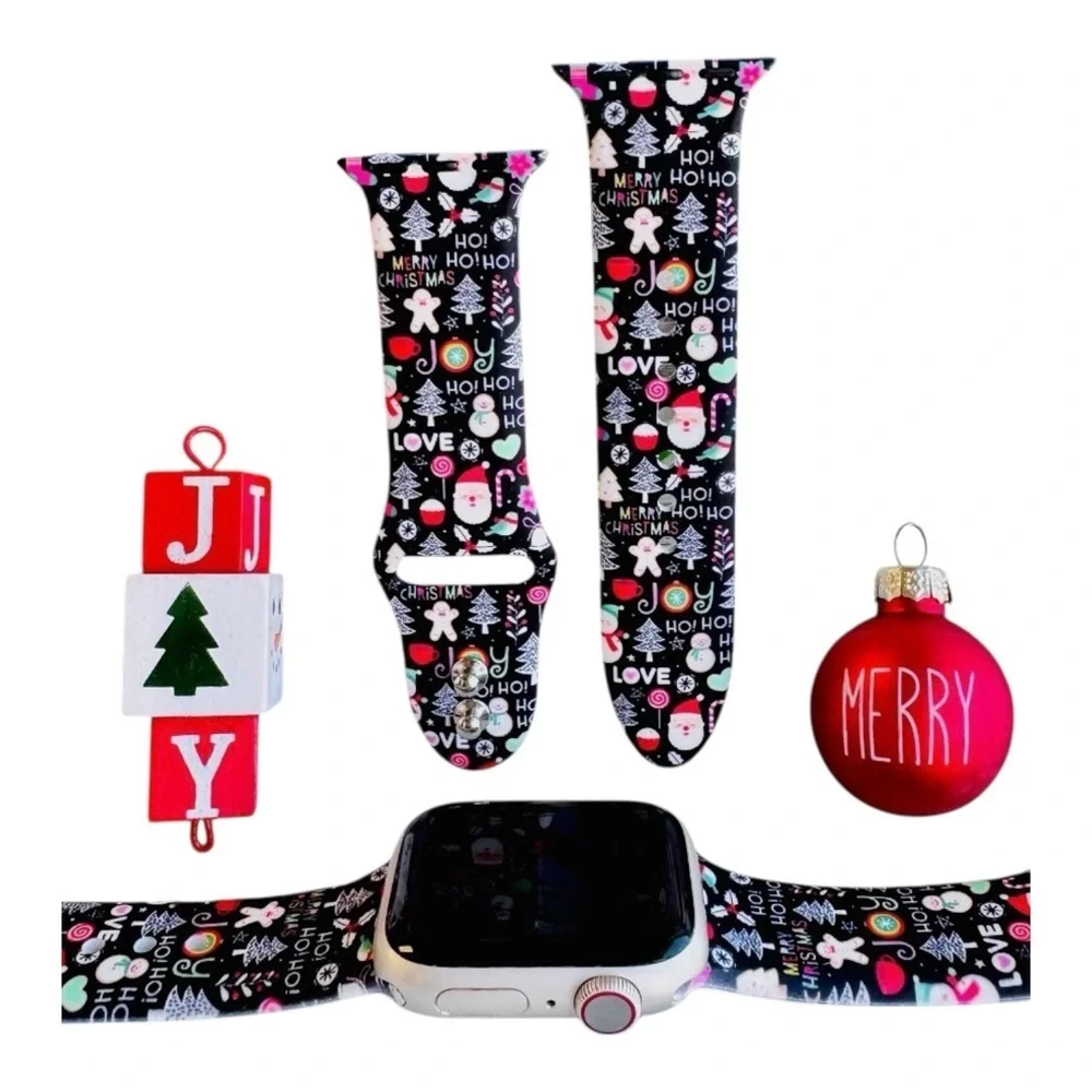 Festive Christmas Themed Phone Case and Matching Apple Watch band. iPhone 15